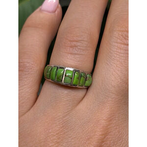 Vintage 925 Sterling Silver Green Turquoise Ring Size 7